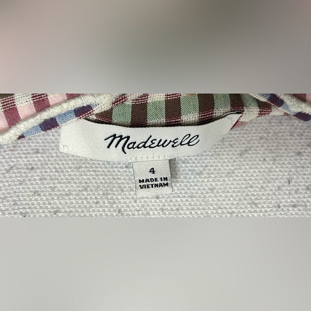Madewell Rainbow Gingham Scalloped Midi Dress 4 View 5